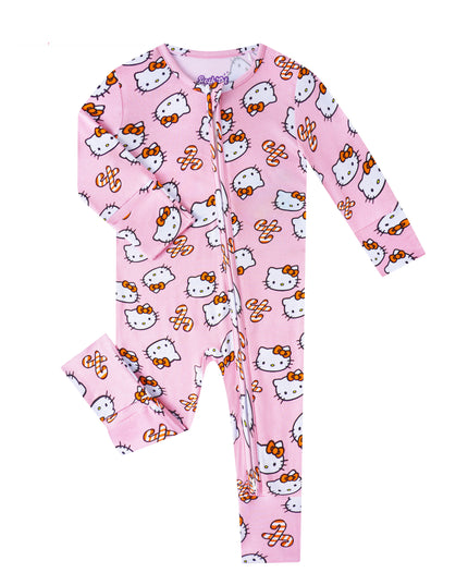 PoshTOT Sanrio Hello Kitty Pink Bamboo Baby Convertible Zippy Romper