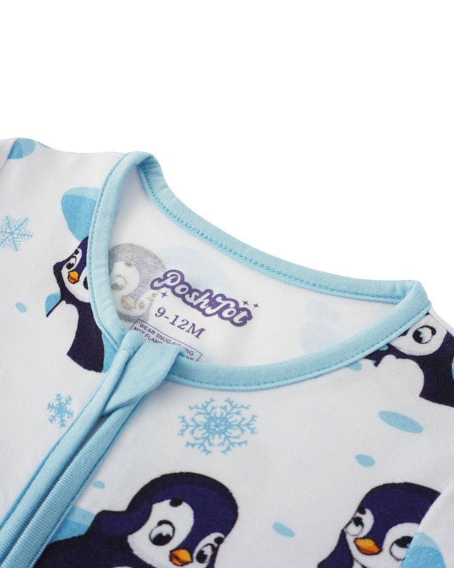 PoshTOT Snowman Penguin Bamboo Baby Convertible Zippy Romper