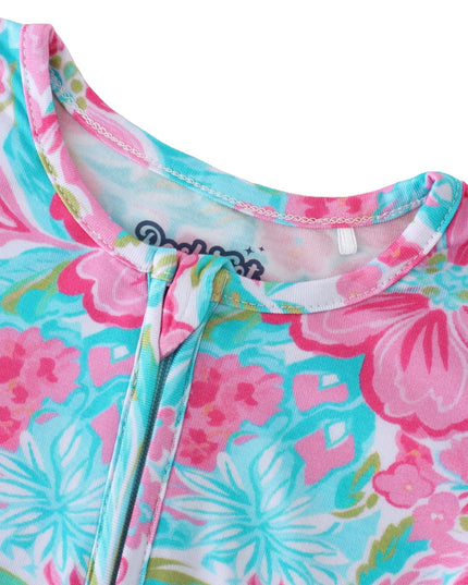 PoshTOT Summer Floral Bamboo Baby Convertible Zippy Romper