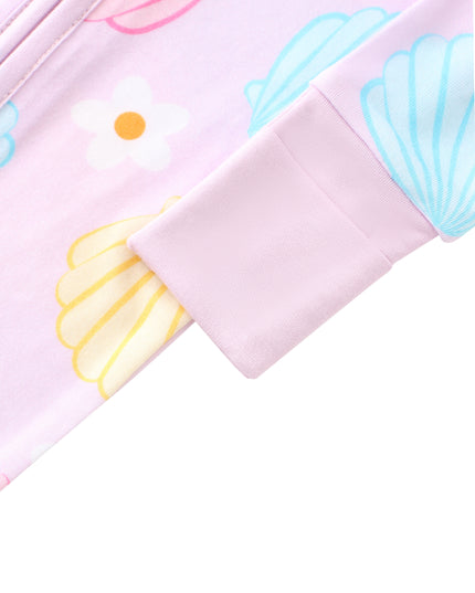 PoshTOT Colorful Seashell Bamboo Baby Convertible Zippy Romper