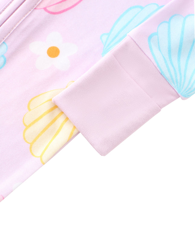 PoshTOT Colorful Seashell Bamboo Baby Convertible Zippy Romper