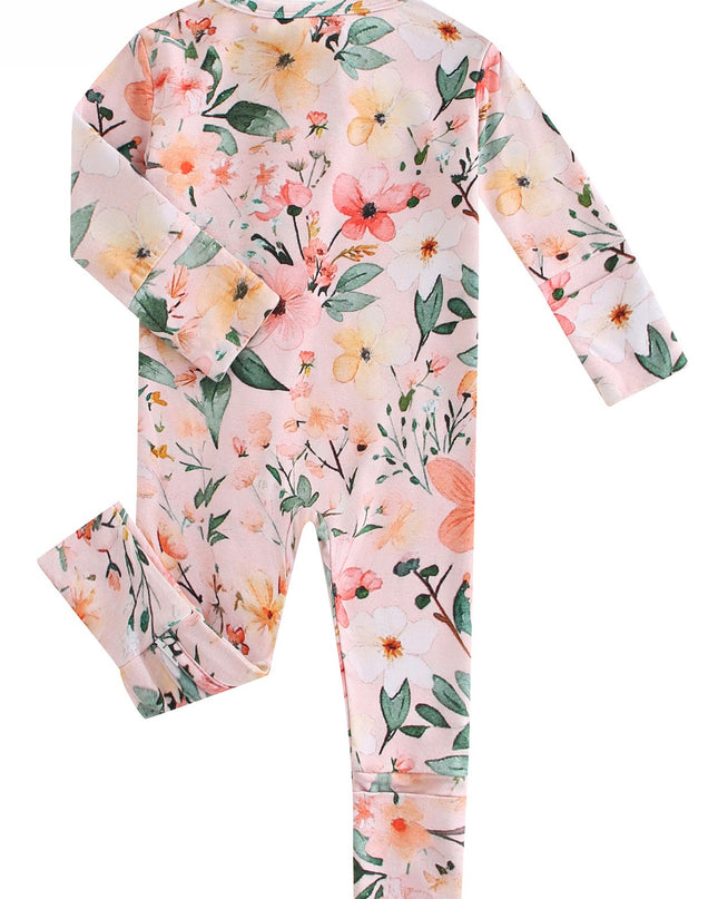 PoshTOT Small Floral Prints Bamboo Baby Convertible Zippy Romper