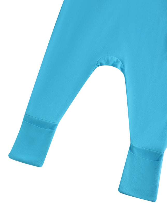 PoshTOT Blue Bamboo Baby Convertible Zippy Romper