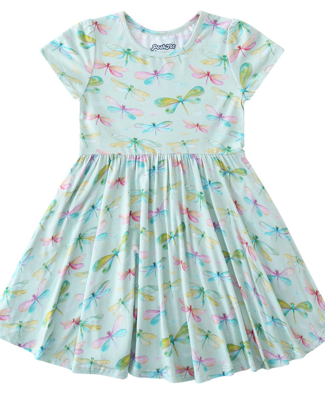 PoshTOT Dragonfly Bamboo Girls Twirl Dress