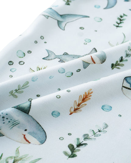 PoshTOT Shark Bamboo Baby Convertible Zippy Romper