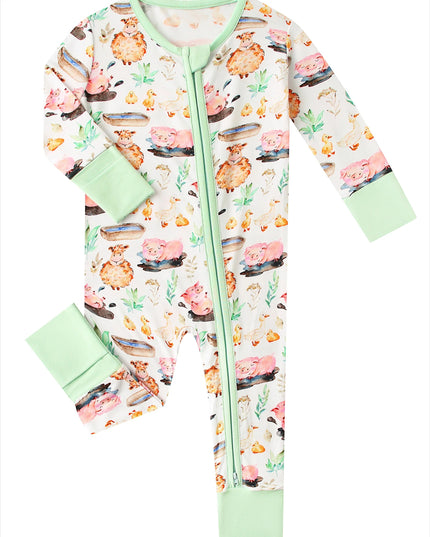 PoshTOT Little Yellow Sheep Bamboo Baby Convertible Zippy Romper