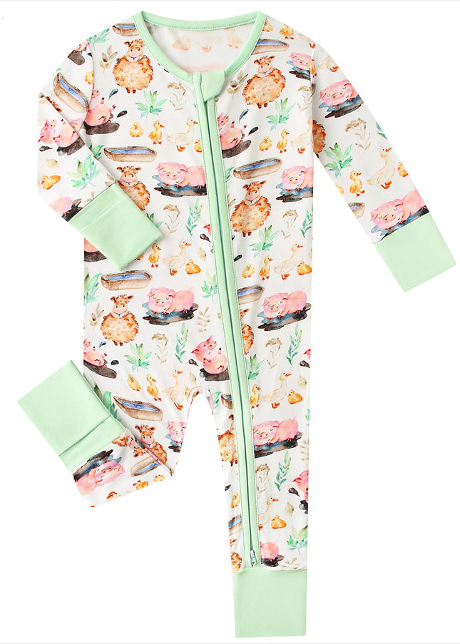 PoshTOT Little Yellow Sheep Bamboo Baby Convertible Zippy Romper