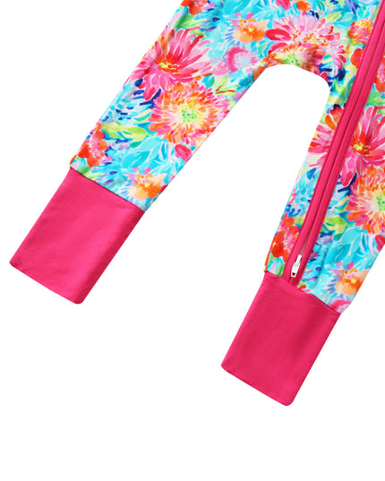 PoshTOT Chrysanthemum Bamboo Baby Convertible Zippy Romper