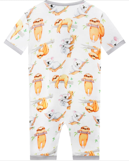PoshTOT Sloth Bamboo Baby Shorty Zippy Romper