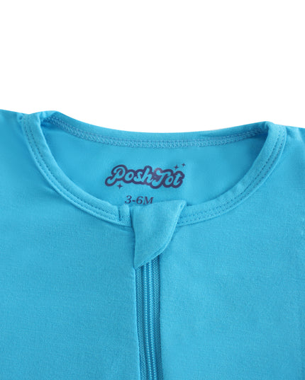 PoshTOT Blue Bamboo Baby Convertible Zippy Romper