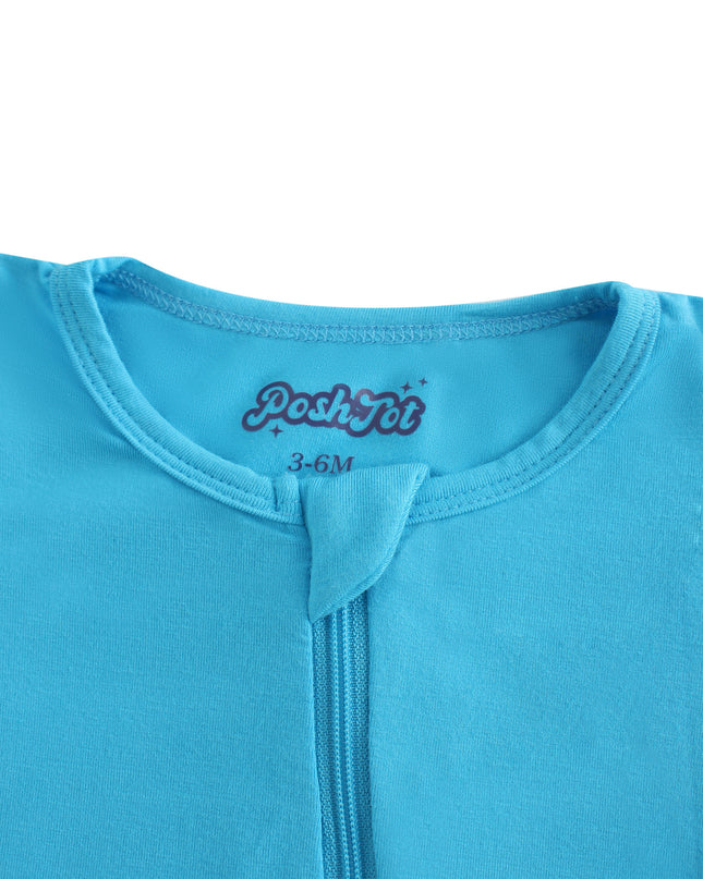 PoshTOT Blue Bamboo Baby Convertible Zippy Romper