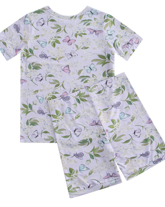 PoshTOT Purple Butterfly Print 2 Piece Short Sleeves PJ Set