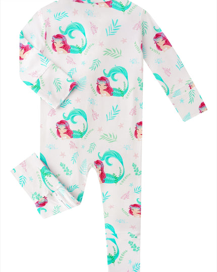 PoshTOT Mermaid Bamboo Baby Convertible Zippy Romper