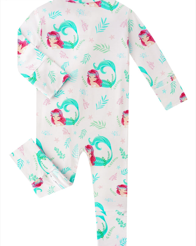 PoshTOT Mermaid Bamboo Baby Convertible Zippy Romper