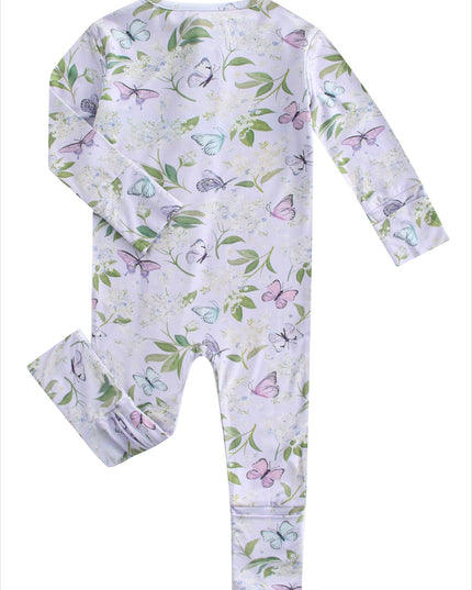 PoshTOT Butterfly Bamboo Baby Convertible Zippy Romper