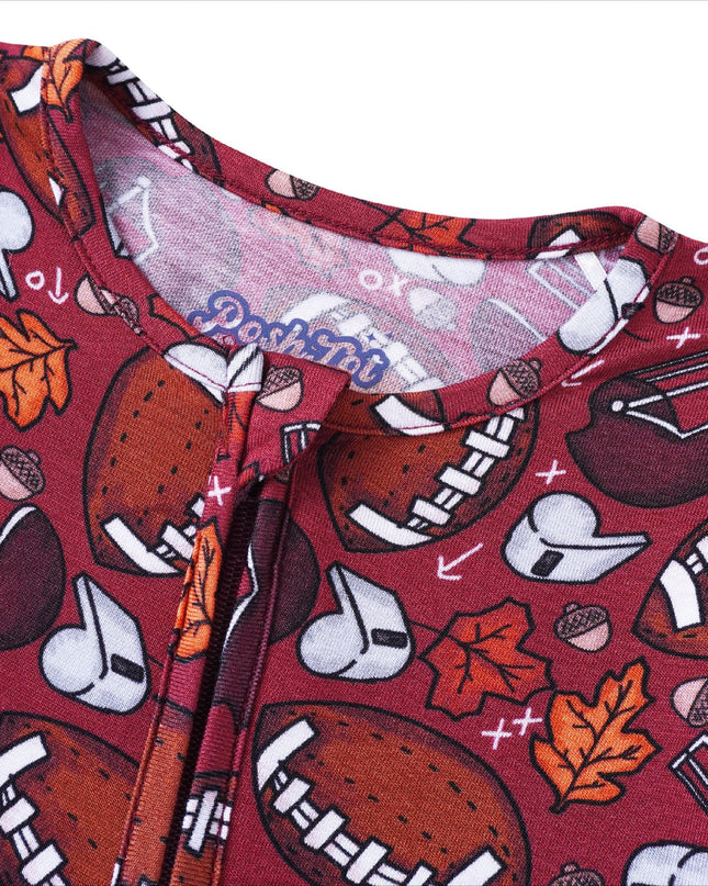 PoshTOT Fall Football Bamboo Baby Convertible Zippy Romper