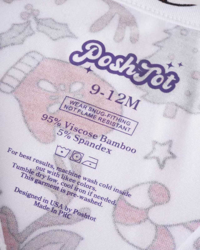 PoshTOT Reindeer Bamboo Baby Convertible Zippy Romper