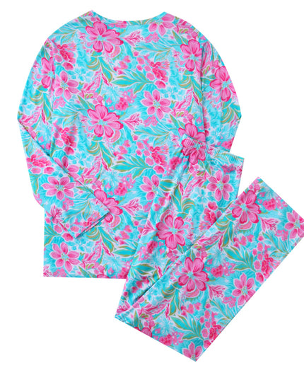 PoshTOT Peony Flower Bamboo Adult Two-Piece Long Sleeve Pajama Set