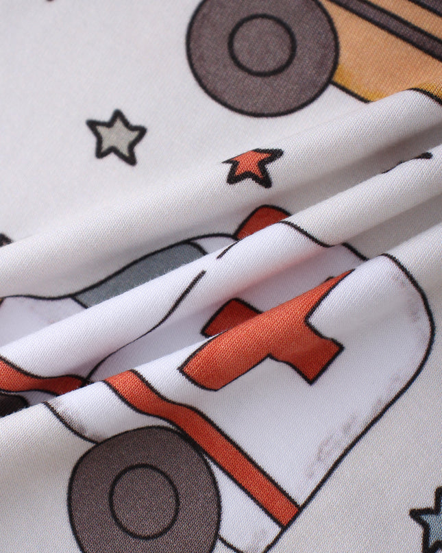 PoshTOT White Toy Car Print 2 Piece PJ Set