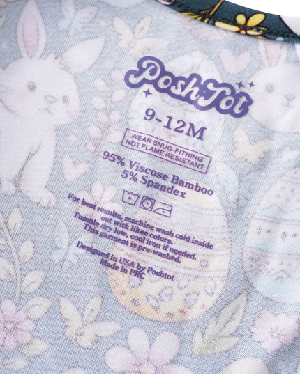 PoshTOT Easter Bunnies & Eggs Bamboo Baby Convertible Zippy Romper