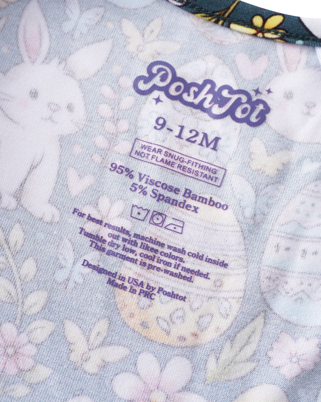 PoshTOT Easter Bunnies & Eggs Bamboo Baby Convertible Zippy Romper