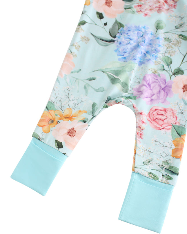 PoshTOT Hydrangea Bamboo Baby Convertible Zippy Romper