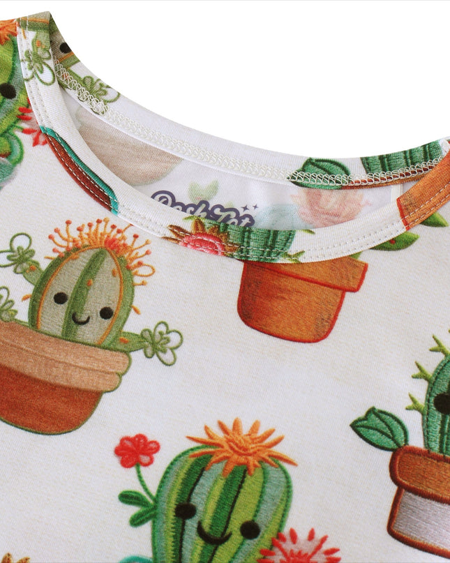 PoshTOT White Cactus Print 2 Piece PJ Set