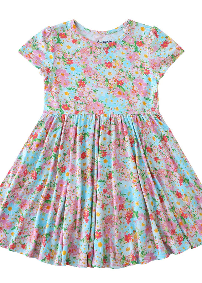 PoshTOT Spring Flower Bamboo Girls Twirl Dress