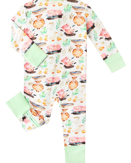 PoshTOT Little Yellow Sheep Bamboo Baby Convertible Zippy Romper