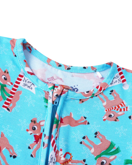 PoshTOT Christmas Reindeer Baby Convertible Zippy Romper