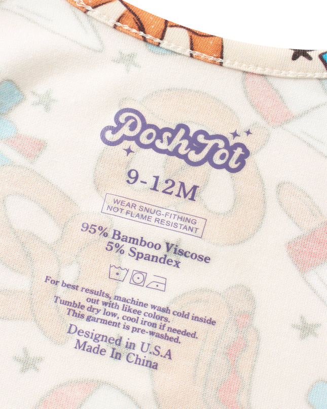 PoshTOT Hamburger Bamboo Baby Convertible Zippy Romper