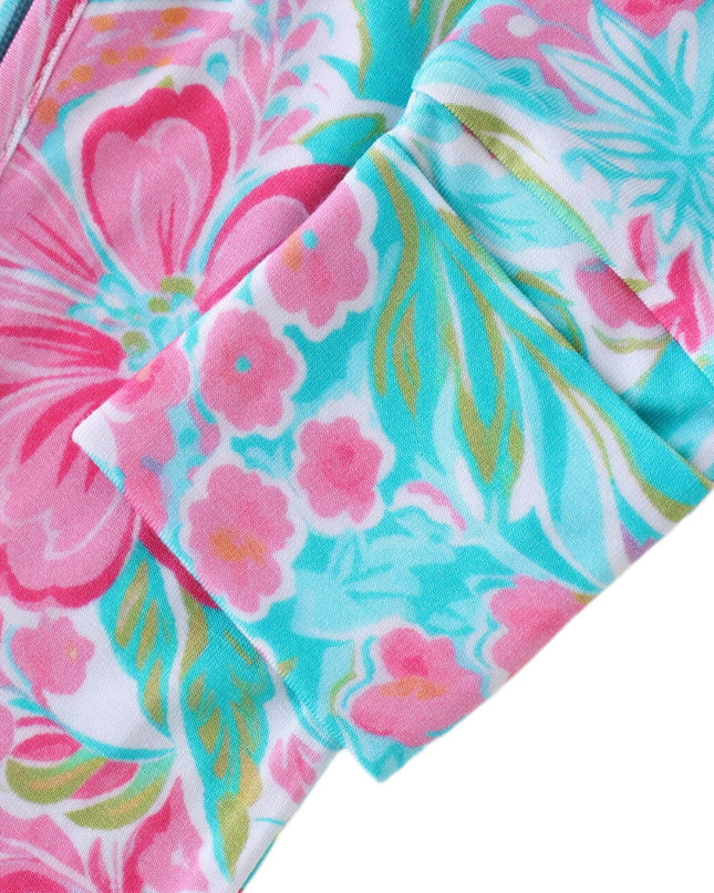 PoshTOT Summer Floral Bamboo Baby Convertible Zippy Romper