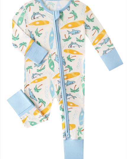 PoshTOT Beach Surfing Bamboo Baby Convertible Zippy Romper