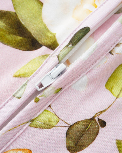 PoshTOT White Rose Bamboo Baby Convertible Zippy Romper