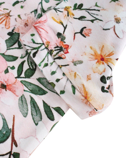 PoshTOT Pink Flower Print 2 Piece Short Sleeves PJ Set