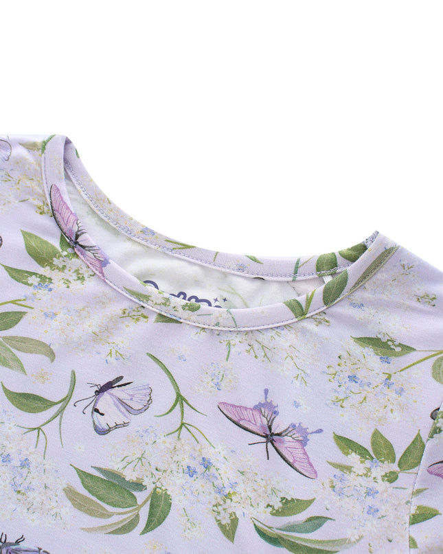 PoshTOT Purple butterfly Bamboo Girls Twirl Dress