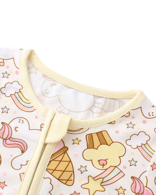 PoshTOT Rainbow Snacks Bamboo Baby Convertible Zippy Romper