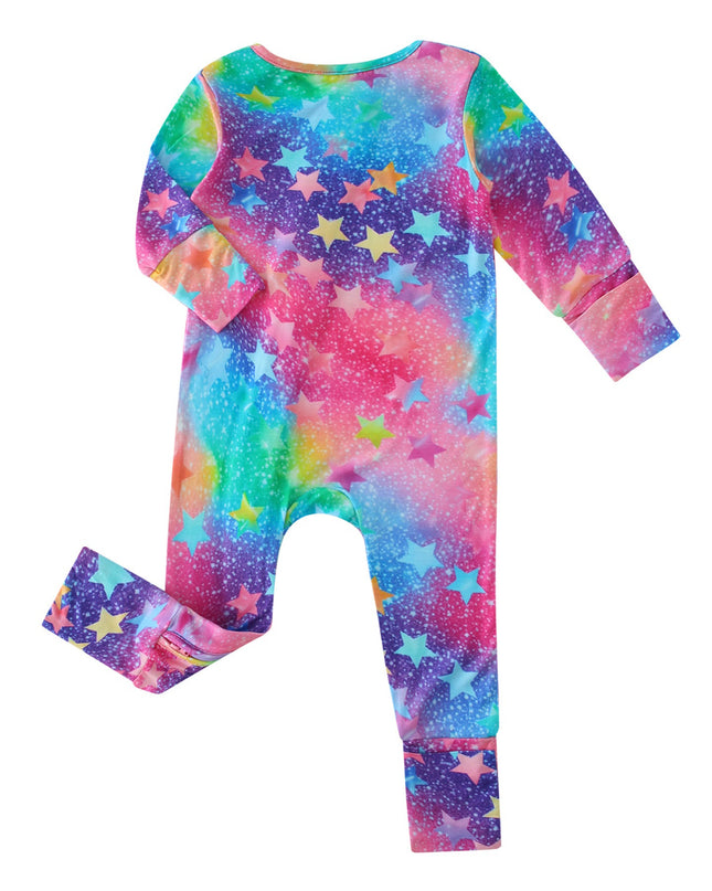 PoshTOT Colorful Stars Bamboo Baby Convertible Zippy Romper