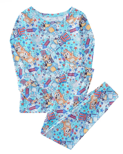 PoshTOT Blue Dog Bamboo 2 Piece PJ Set kid