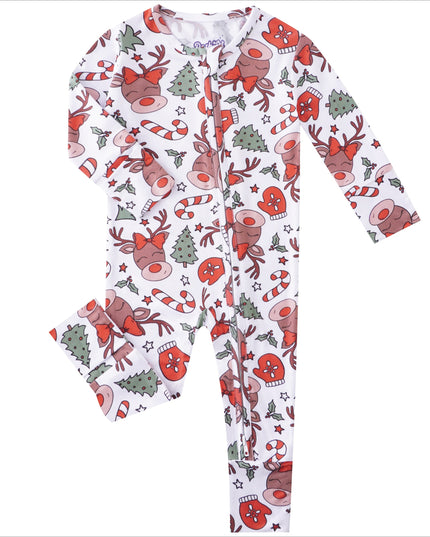 PoshTOT Reindeer Bamboo Baby Convertible Zippy Romper