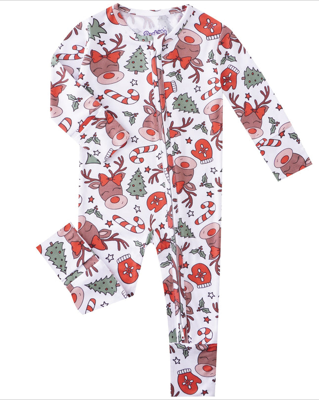 PoshTOT Reindeer Bamboo Baby Convertible Zippy Romper