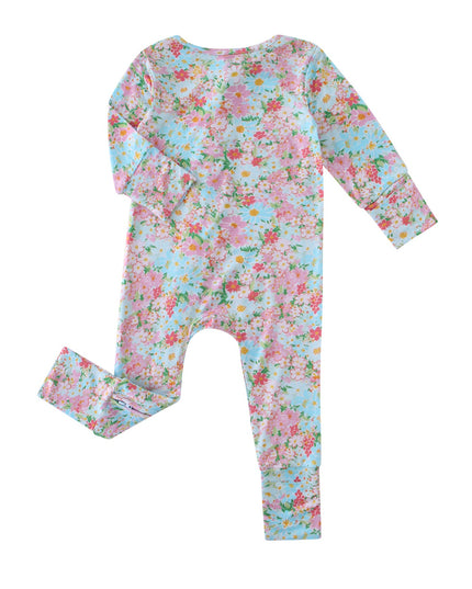 PoshTOT Spring Floral Bamboo Baby Convertible Zippy Romper