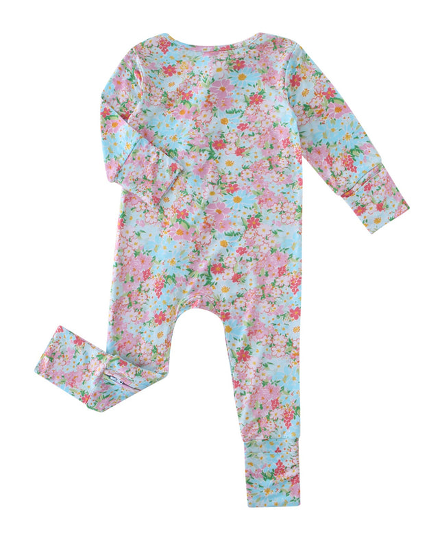 PoshTOT Spring Floral Bamboo Baby Convertible Zippy Romper