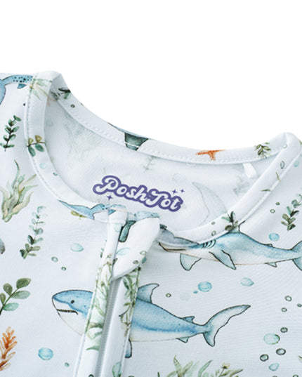 PoshTOT Shark Bamboo Baby Convertible Zippy Romper