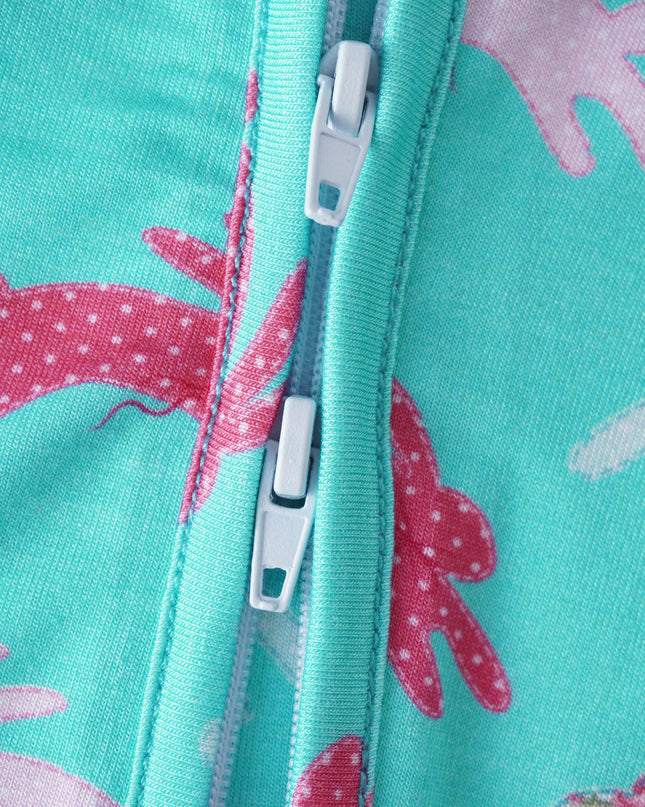 PoshTOT Little Flower Rabbit Bamboo Baby Convertible Zippy Romper