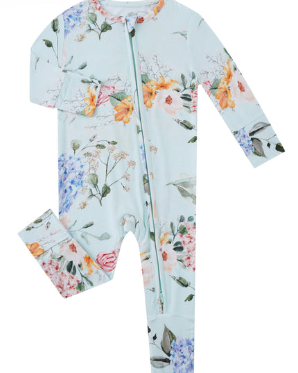 PoshTOT Hydrangea Bamboo Baby Convertible Zippy Romper