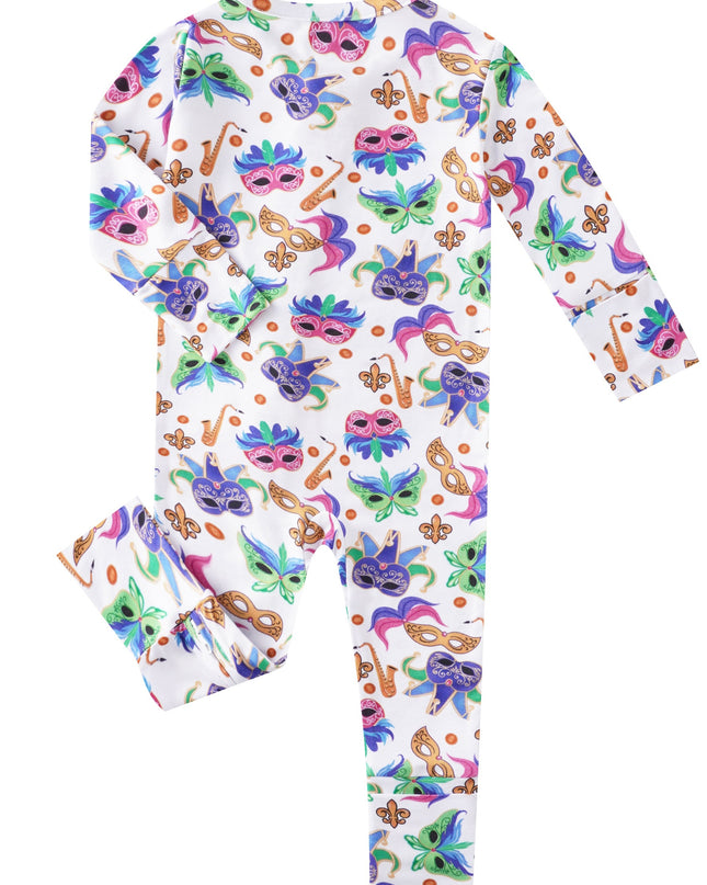 PoshTOT Mardi Gras Bamboo Baby Convertible Zippy Romper