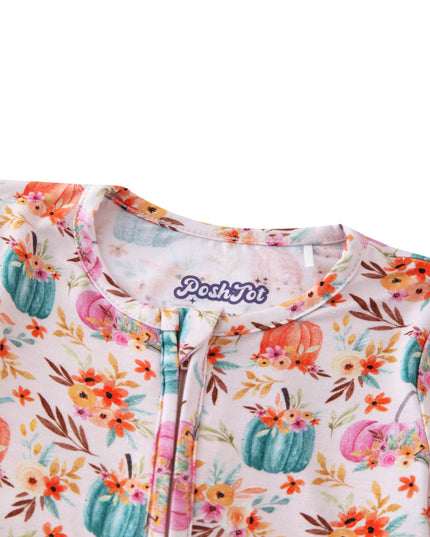 PoshTOT Pumpkin Bamboo Baby Convertible Zippy Romper